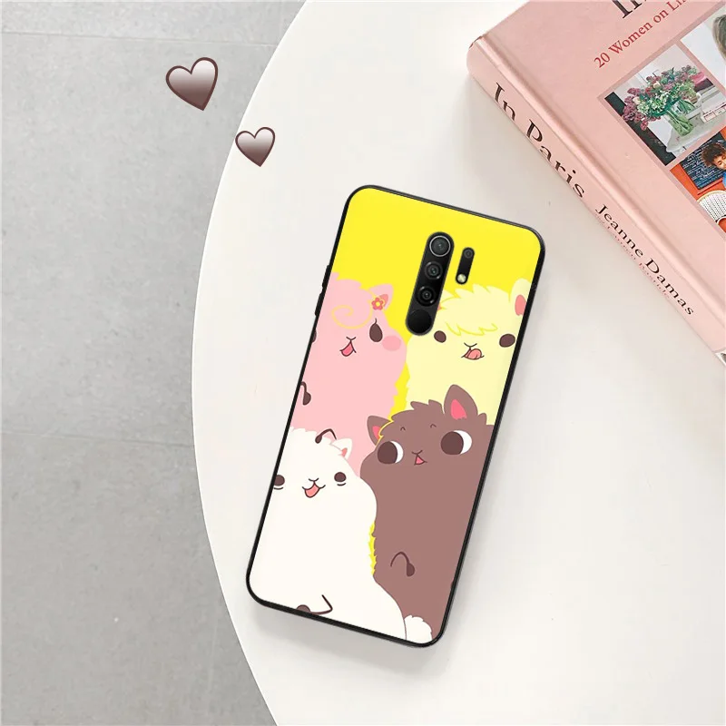 Phone Case for Redmi A2 A1 K60 K50 K40 9T 9C 9A 9I Note 9 9S 8T 8 7 Xiaomi CC9Pro Sheep Alpaca Llama Soft Black Anti-Drop Cover