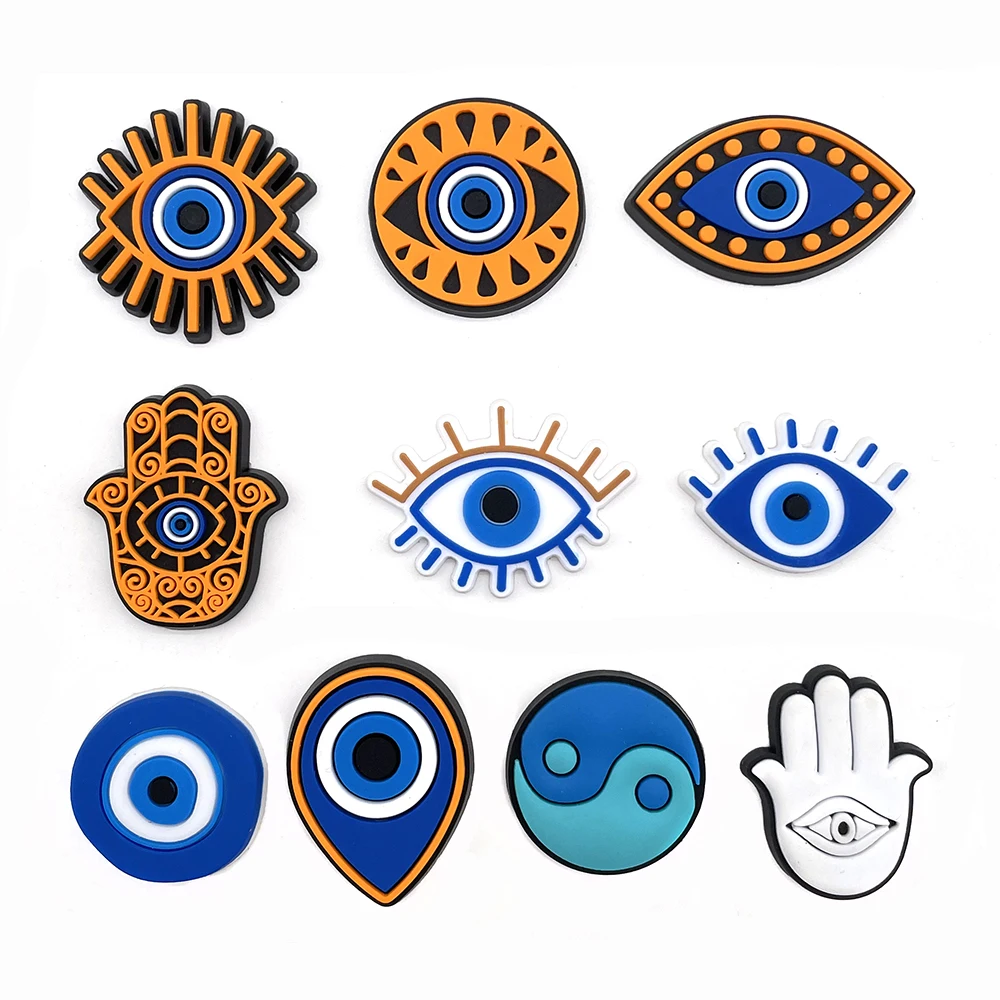 Wholesale 1pcs PVC Shoe Accessories for Shoe Charms Blue Eyeball Women Buckle Kids Pins Men Decoration