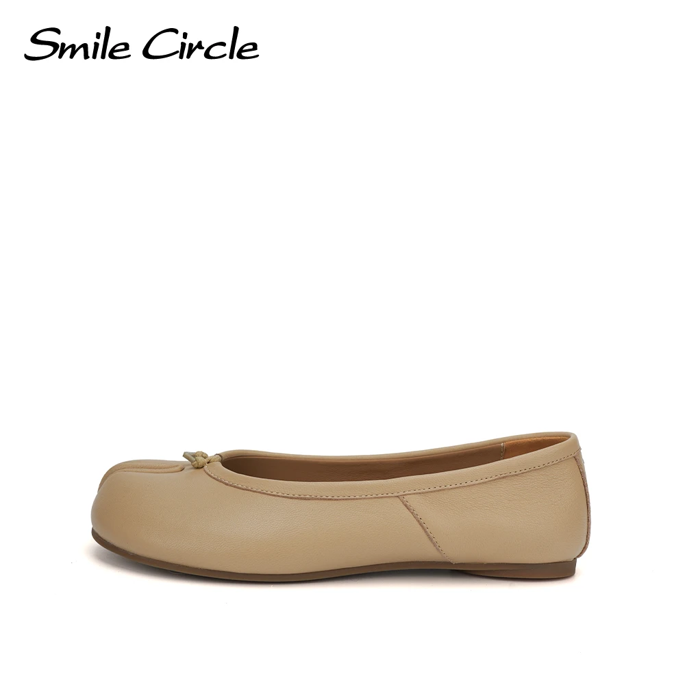 Smile Circle Women's Flats Sheepskin Multi-Coloured Versatile Outdoor Shoes Casual Flat Shoes