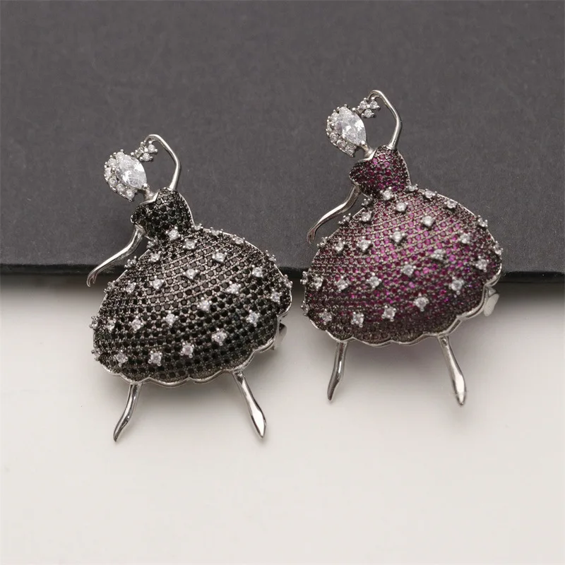 Jewelry Dance Brooch 42MM Multi Color Cubic Zirconia Micro Pave Plated Brooch For Women