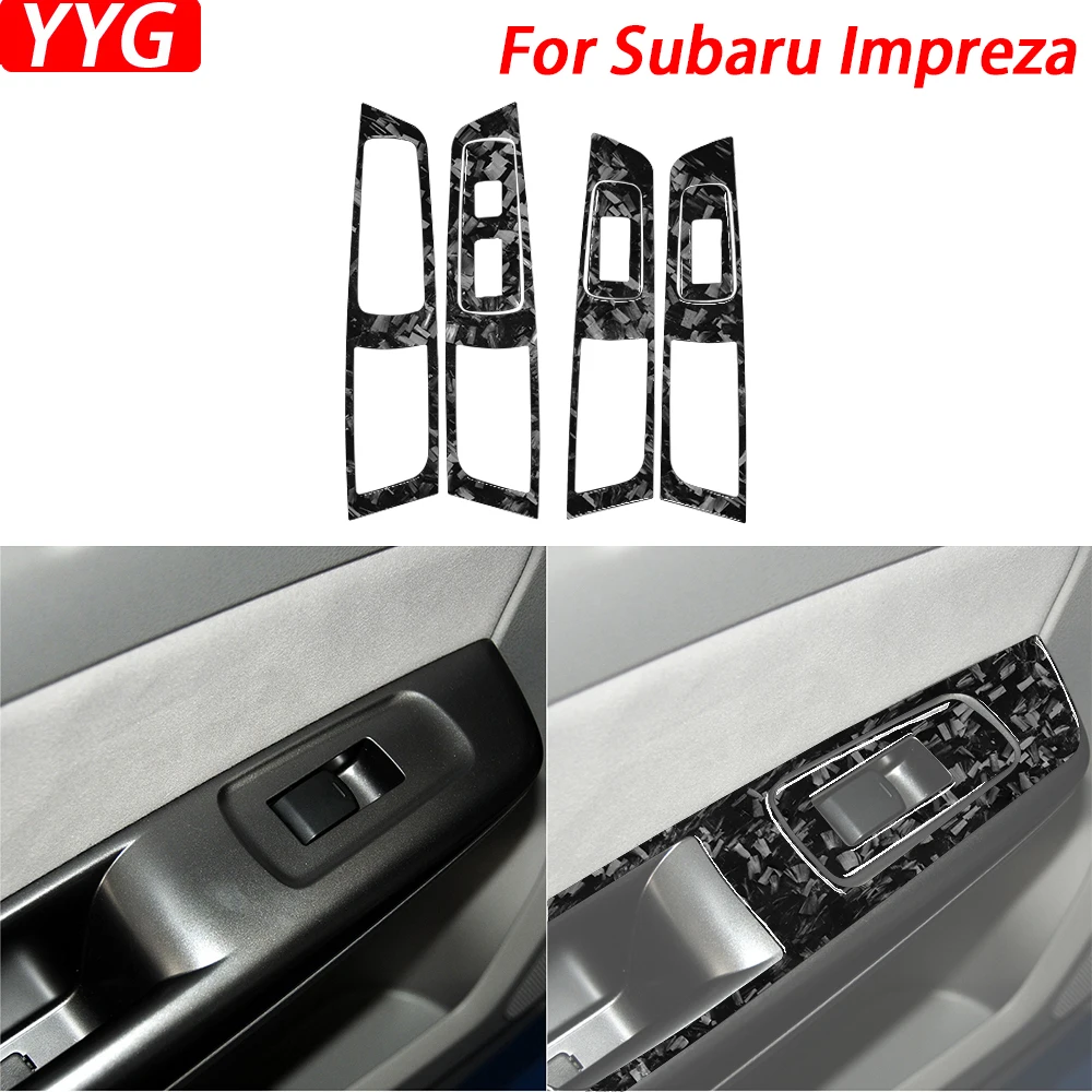 For Subaru Impreza 2009-2011 Forged Carbon Fiber Window Lift Switch Control Panel Trim Cover Car Interior Accessories Sticker