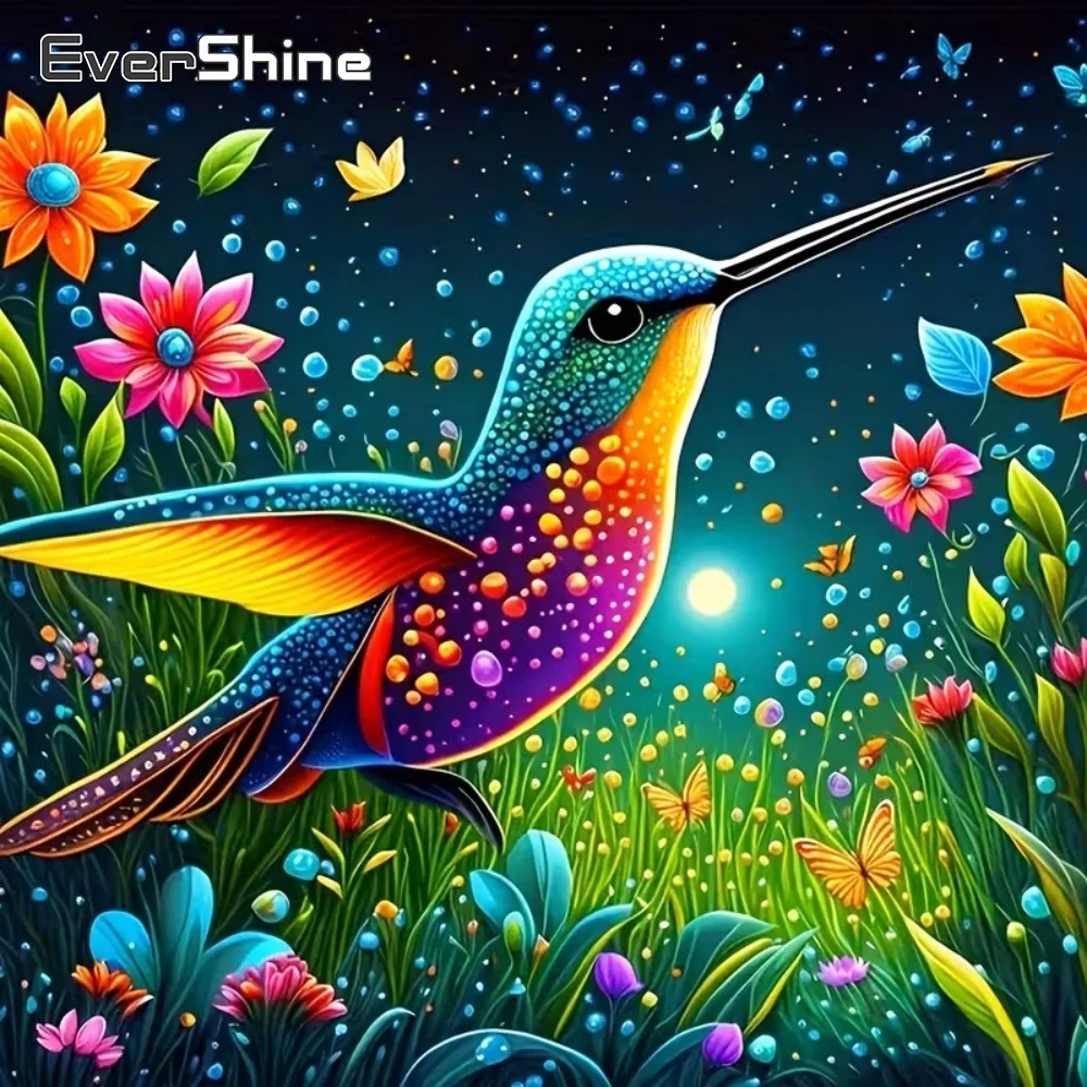 EverShine Vollquadratisches und rundes Diamant-Gemälde, Vogel- und Tier-Set, Stickerei, DIY-Bild, Strass-Mosaik, Blumen-Handarbeit