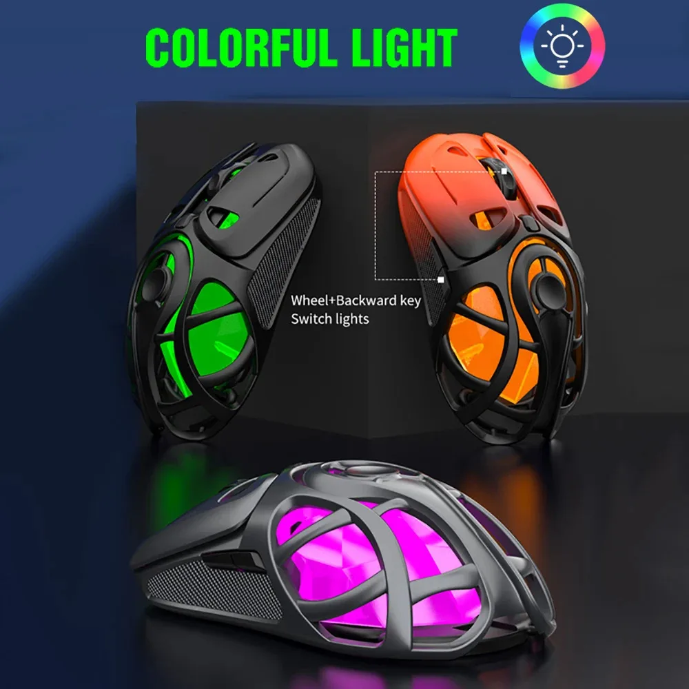 Mouse Gaming X10 Tri-Mode Bluetooth 2.4G Nirkabel 10000 DPI RGB Isi Ulang Ringan Desain Skeleton