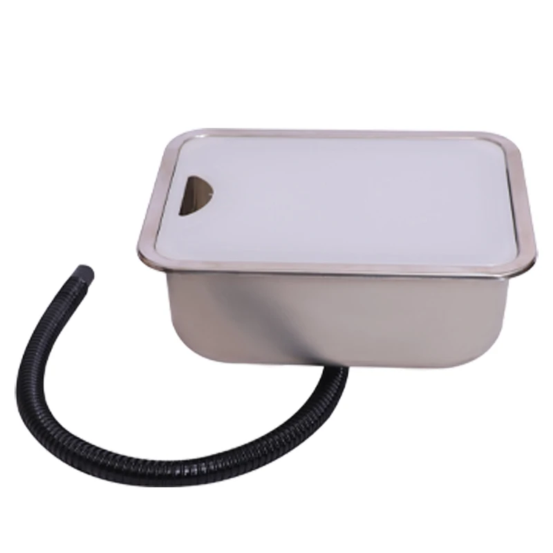 Stainless Steel Hand Wash Basin Single Bowl RV Kitchen Sink With Cutting Board Concealed Chopping Board Cover For Campervan