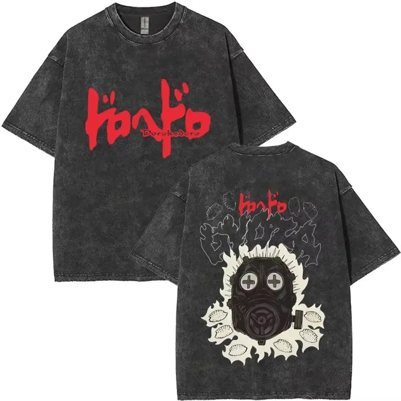 Anime Dorohedoro Graphic T-shirt Kaiman Merch T Shirt Washed Vintage Gothic Manga Rock T-shirt High Street Oversized T-shirts