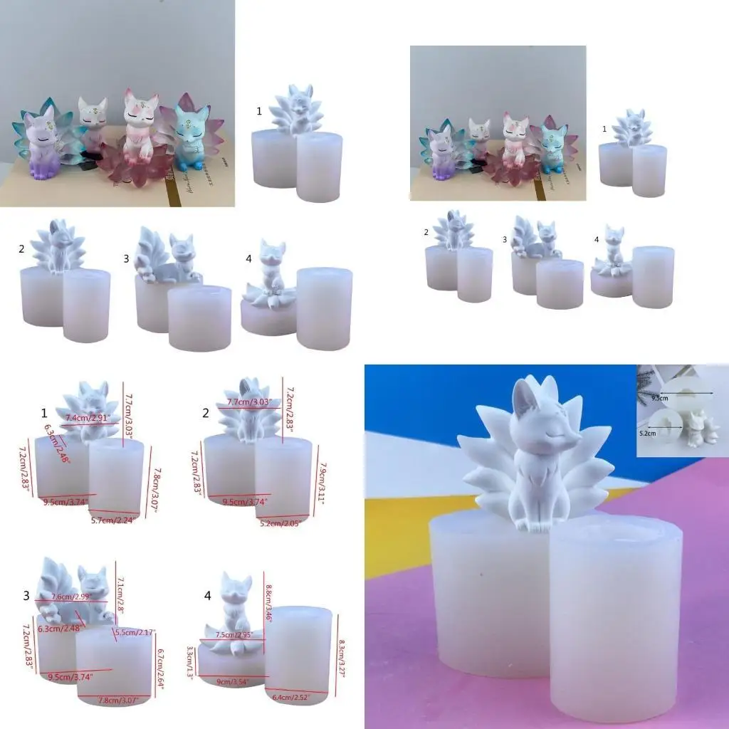 

Форма для эпоксидной смолы с девятью хвостами в форме лисы, антипригарная силиконовая форма для ароматических свечей, сделай для