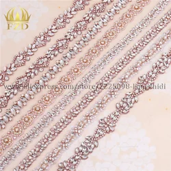 1 Yard Sewing On Hot Fix Green Beaded Rhinestone Applique and Trimming  for wedding evening dress DIY  Bridal Dresses or Sash