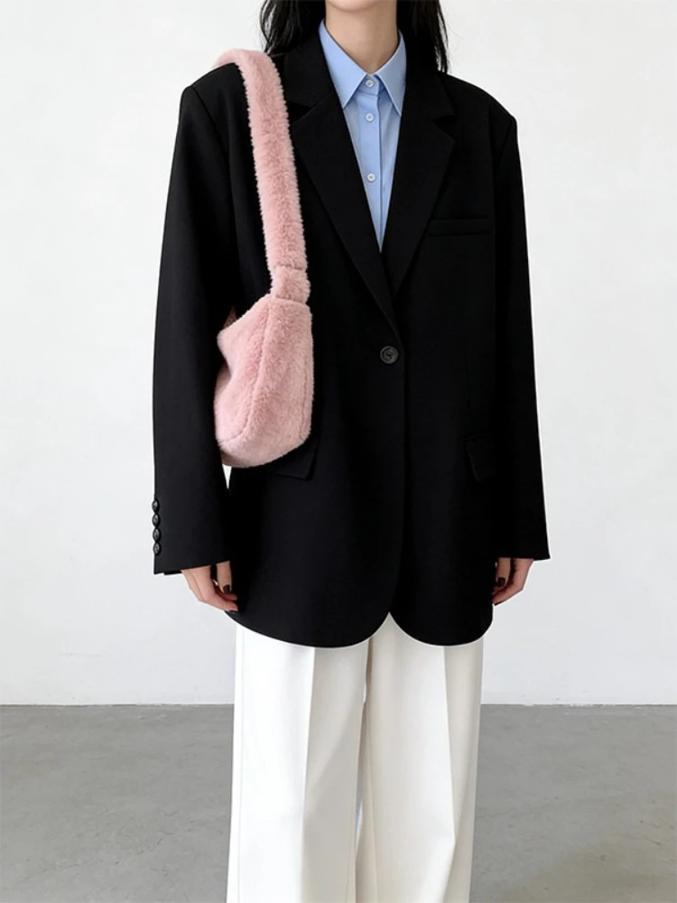 Pink Blazer Women Slim Fit Casual Chic Design Sense Office Jacket Fashion Trendy Elegant Loose Thin Suit Outerwear