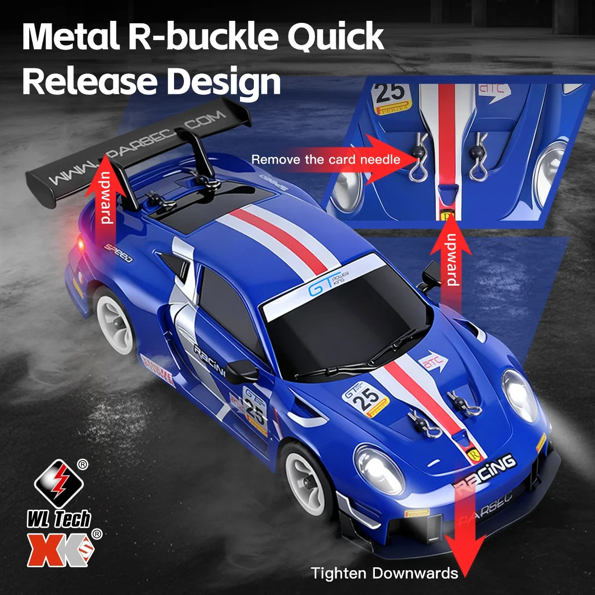 WLtoys 284019-A 284191 1:28 2,4G RC coche con luces LED 4WD Gyro 30 KM/H coche de Control remoto todoterreno vehículo de deriva juguetes para chico