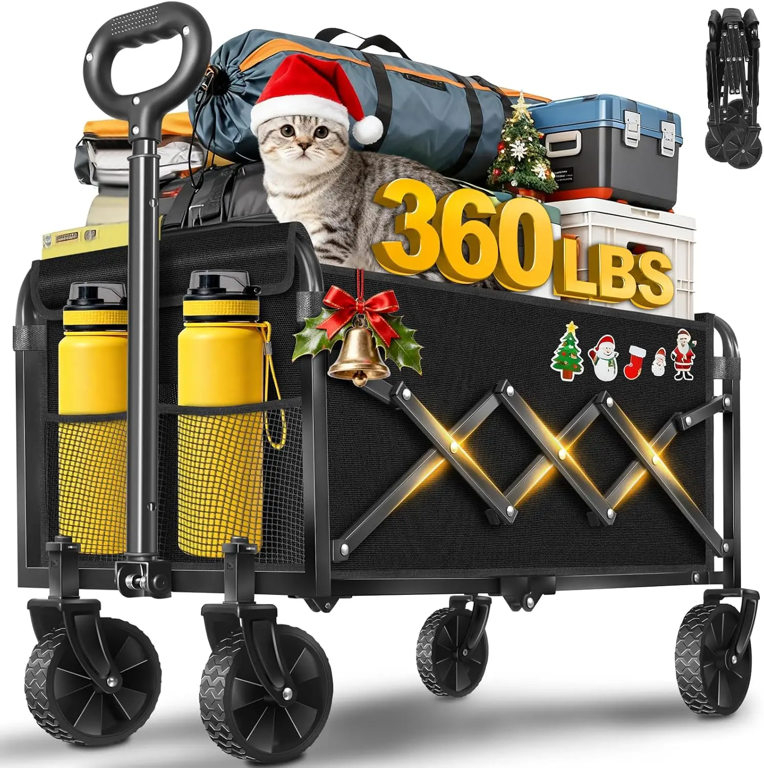 

Складная тележка-вагончик на колесах, портативная универсальная тележка для продуктов, переездов, спорта и сада - легко хранить