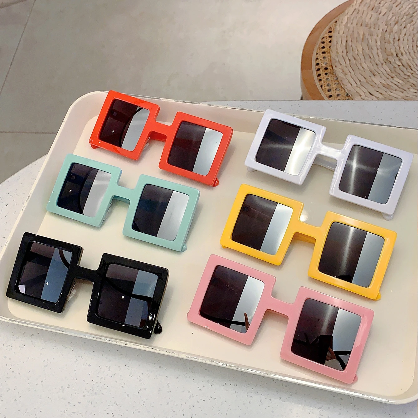 نظارات شمسية مربعة مضحكة للنساء ، ظلال شبه مرآة ، تصميم علامة تجارية أنيقة عصرية ، نظارات شمسية مضادة للانعكاس ، جديدة في الموضة ،