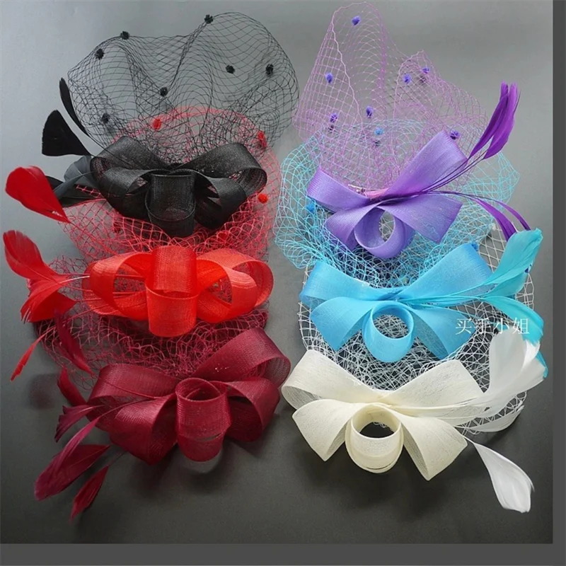 Bridal Net Birdcage Face Veils Wedding Party Feather Vintage Bridal Fascinators Hair Accessories Brides Blusher Vieil Headpiece