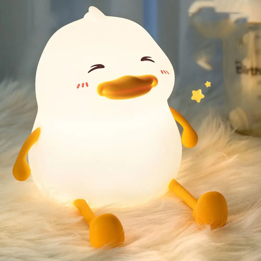 

Silicone Cute Duck Pat Light Eye Protection Cartoon Decompression Night Light Clap Control Night Atmosphere Lamp