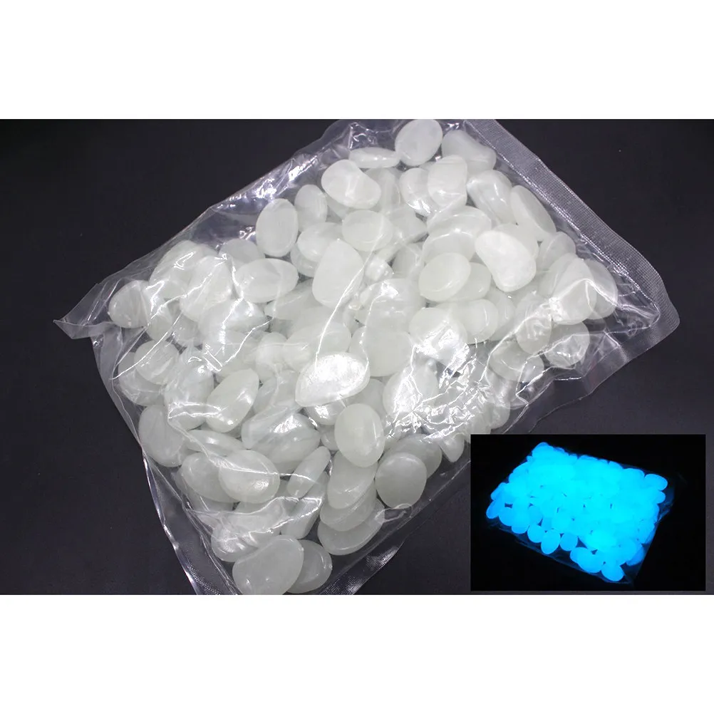 Glow in the Dark Pebble Stones 100Pcs Resin Luminous Gravel for Aquarium Fish Tank Garden Yard Decor