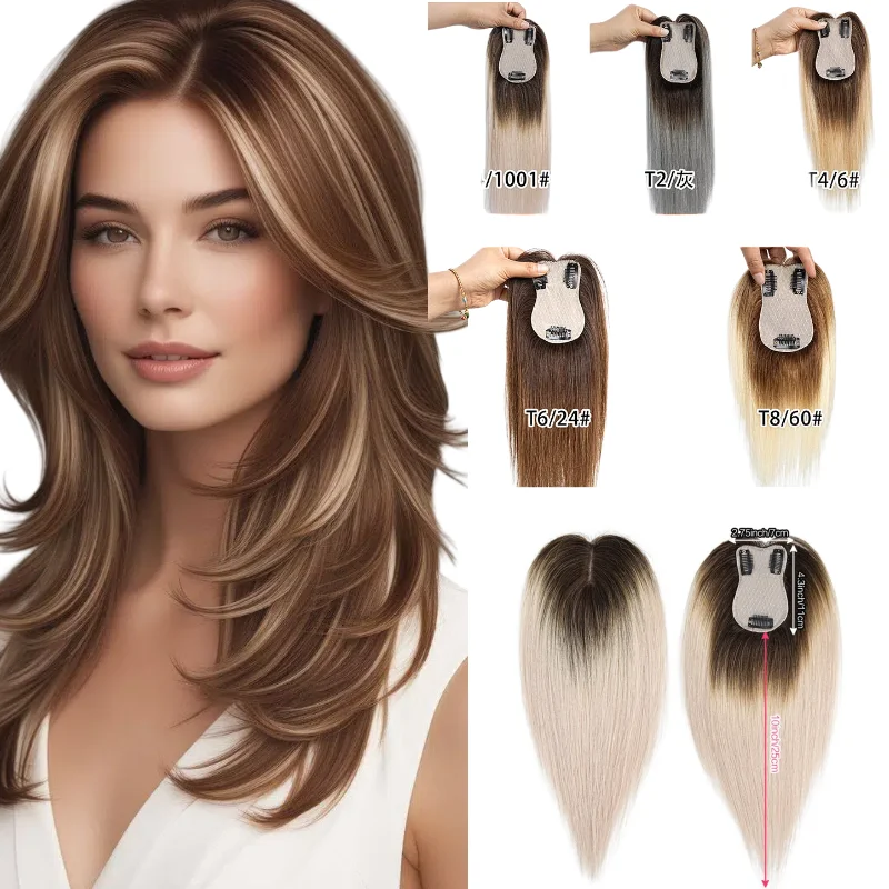 Human Hair Topper Women Silk Base Middle Part 25cm 30cm 35cm Premium Remy Hair Quality Guaranteed
