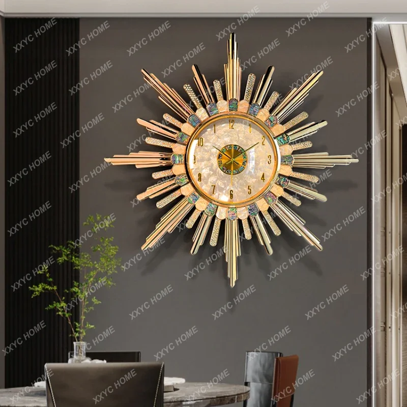 new shell wall clock, high-end atmospheric clock in the living room, wall-mounted light luxury household high-end wall watch