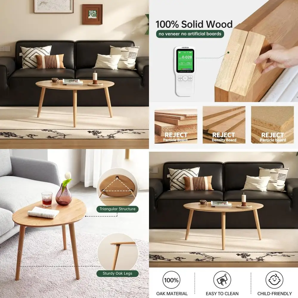 

Современный овальный журнальный столик середины века 33,5, центральный стол для гостиной из массива дуба