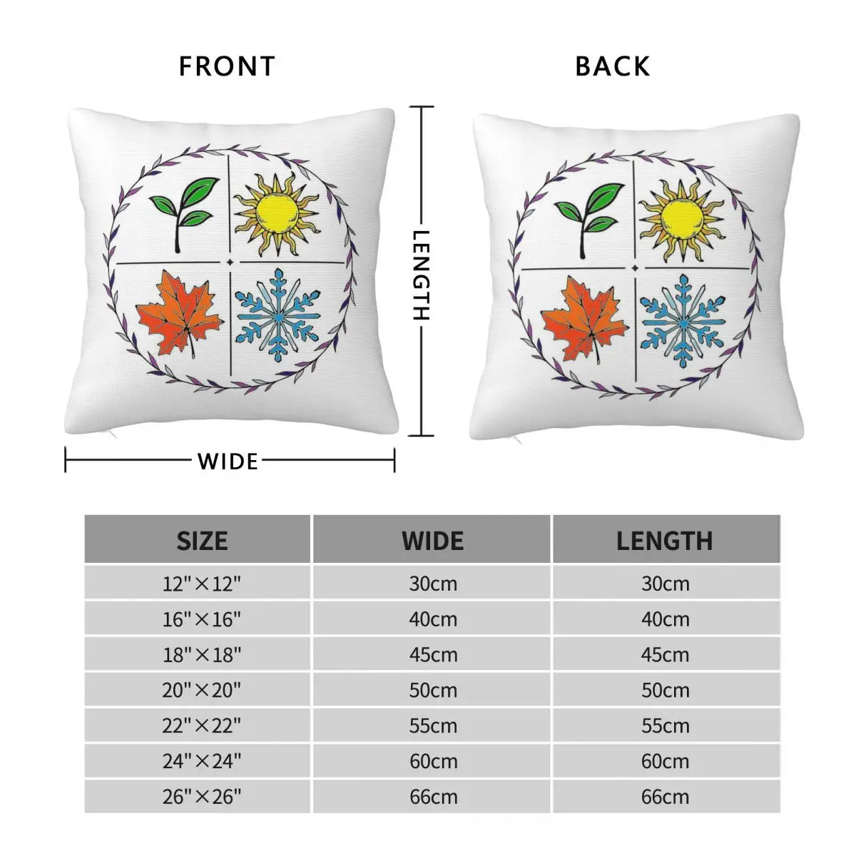The Wheel Of Seasons Square Pillowcase Polyester Linen Velvet Creative Zip Decor Bed Cushion Case 18