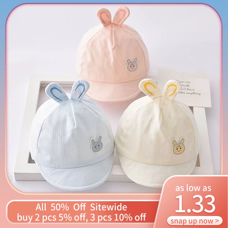 Gorro con visera para recién nacido de 0 a 6 meses, gorros finos de algodón con lengua de pato para bebé, gorra de béisbol con protección solar infantil de dibujos animados, visera para niño y niña