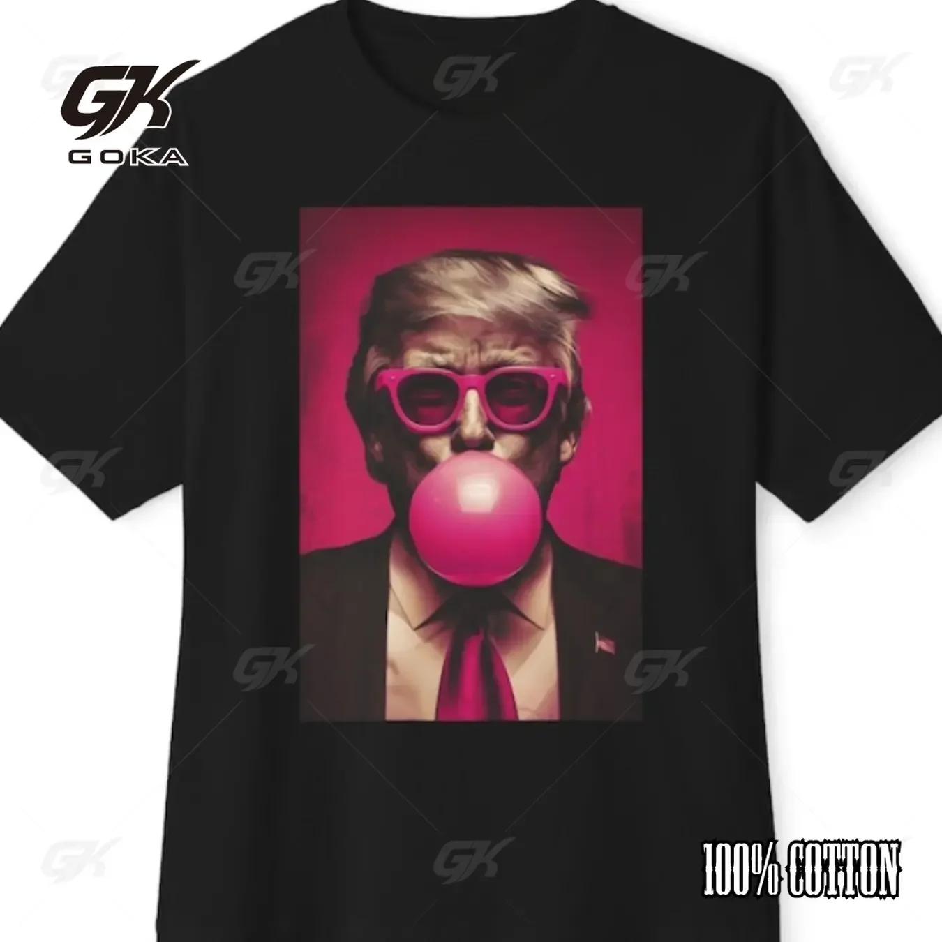 Trump Bubblegum T Shirt Funny Pop Design Percent Cotton Comfortable Casual Wear for Humor Enthusiasts Black Graphic Men T Shirt