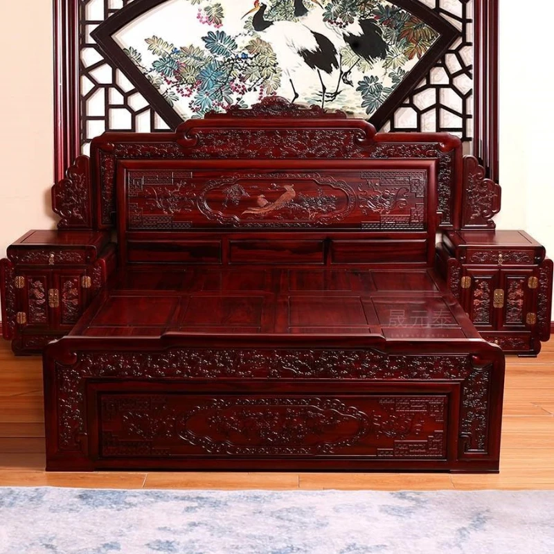 Bed, double bed 1.8 meters Chinese solid wood bed
