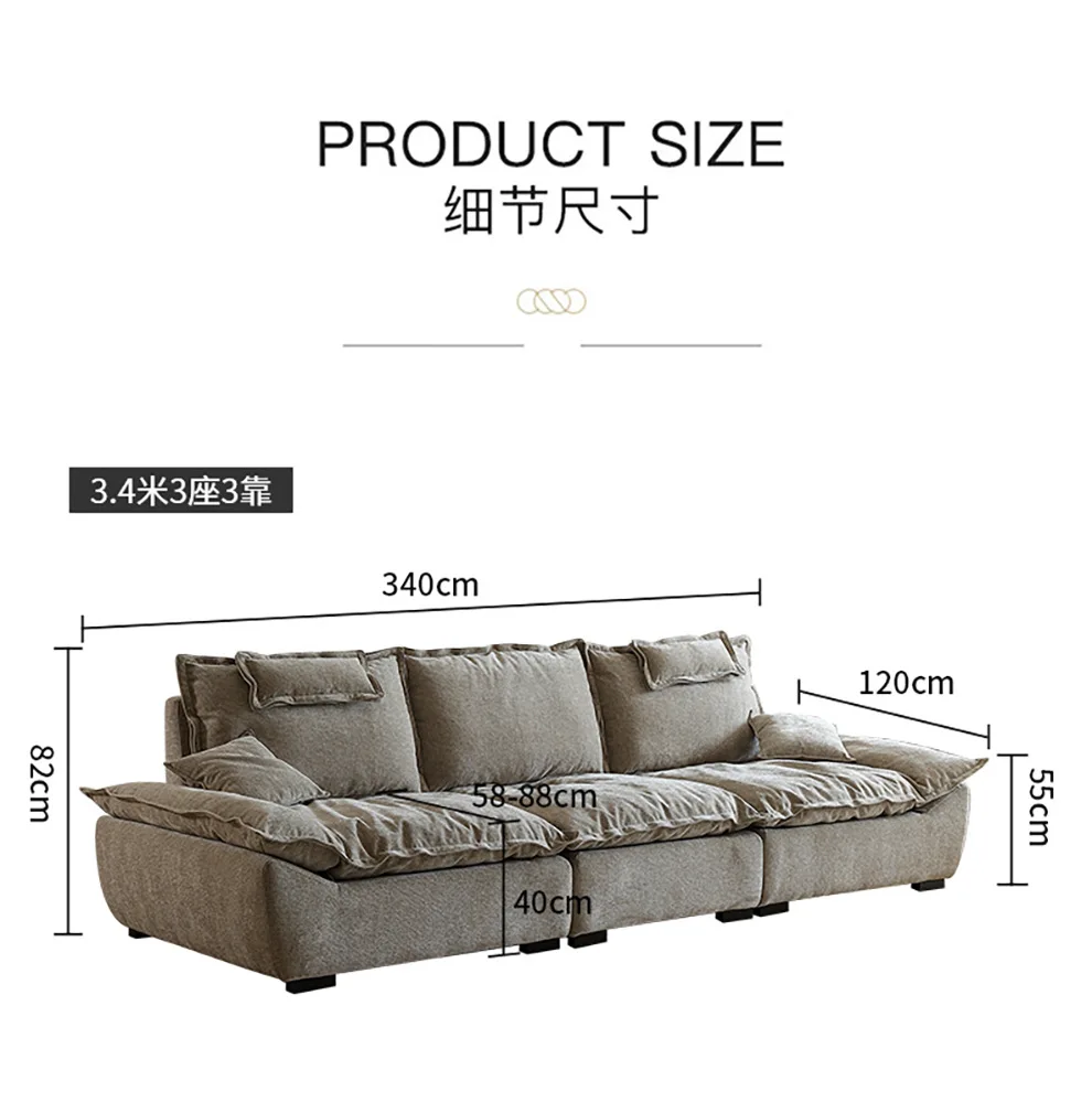 Minimalist Soft Linen Fabric Modular Sofa Living Room Furniture Chaise Couch Washable Sleeper Corner Sectional Sofa Set