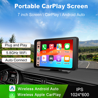 7 Inch Touch Screen Car Portable Wireless Apple CarPlay Android Auto Mirror Link IPS 1024*600 HD Display Portable for Car Radio