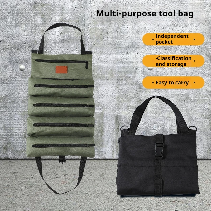 Kit di attrezzi, organizer resistente per uomini e donne, scatola di immagazzinaggio portatile con 2 borse con cerniera rimovibili, adatta per elettrici