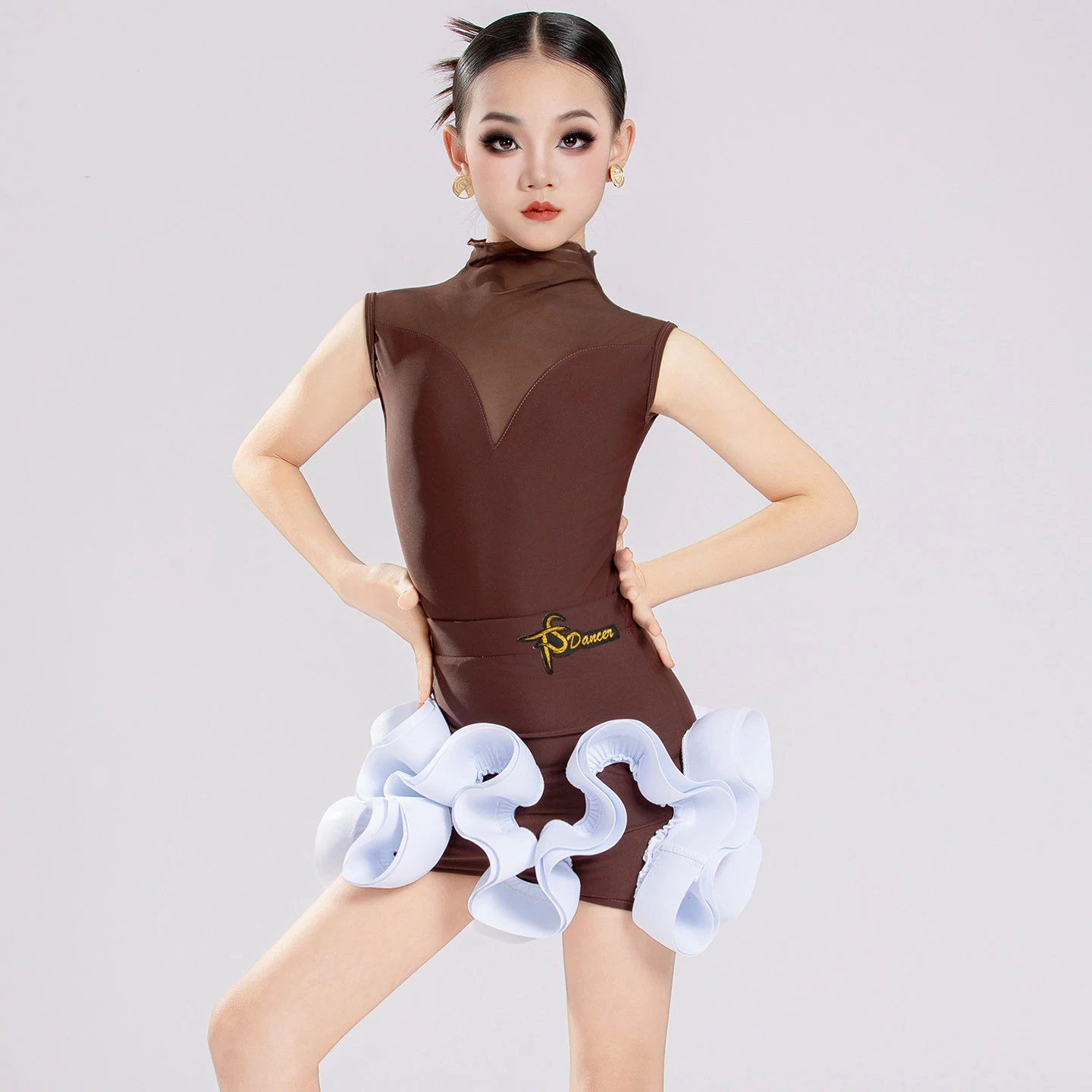 

Children'S Latin Dance Performance Dress Kids Chacha Samba Latin Dance Costumes Girls Sleeveless Latin Dance Wear SL15551