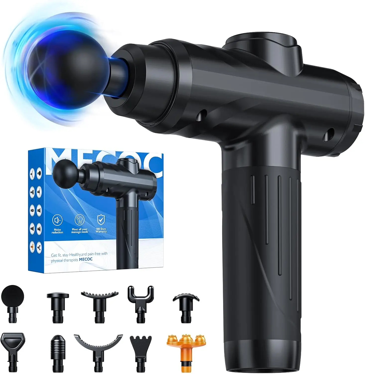 

Massage Gun, Deep Tissue Percussion Massager, 10 Attachments, 30 Speeds, Quiet Portable Muscle Relief