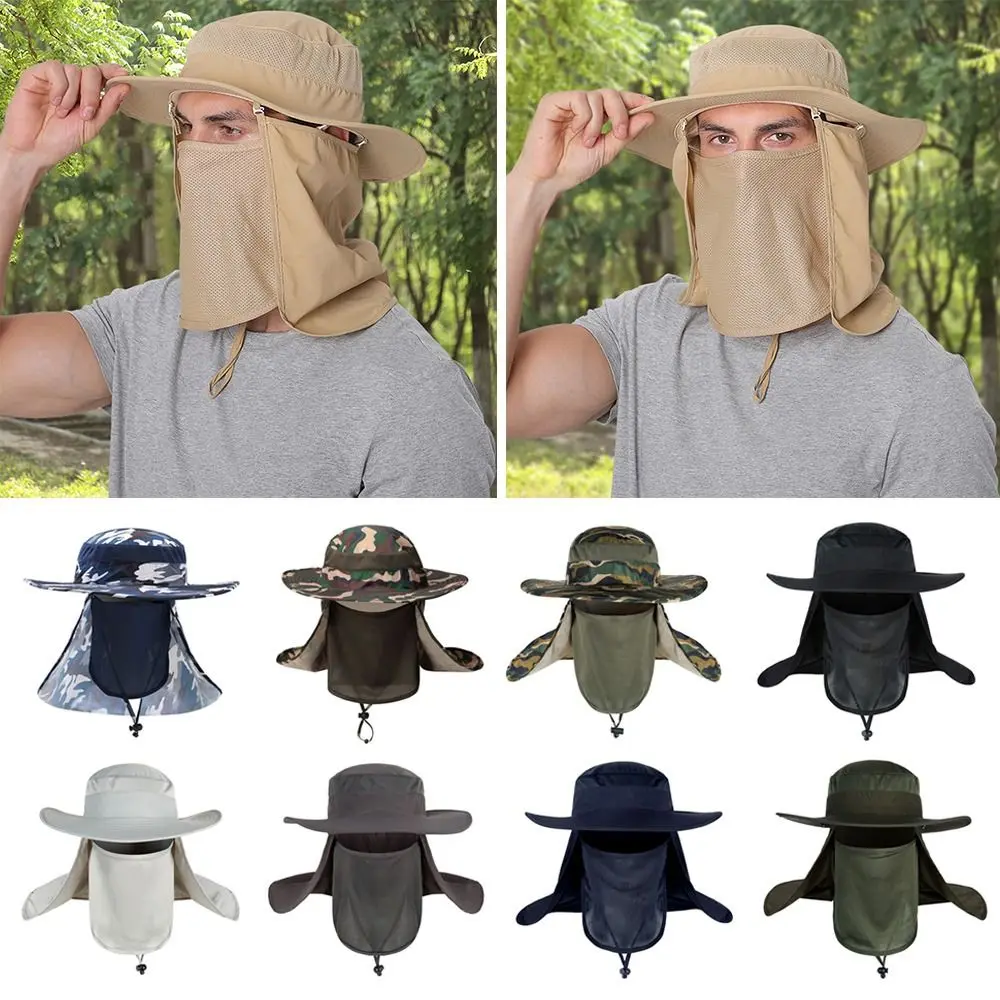 

Summer Fishing Neck Face Wide Brim Panama Cap Sunshade Bucket Hat Sun Hat Fisherman Cap