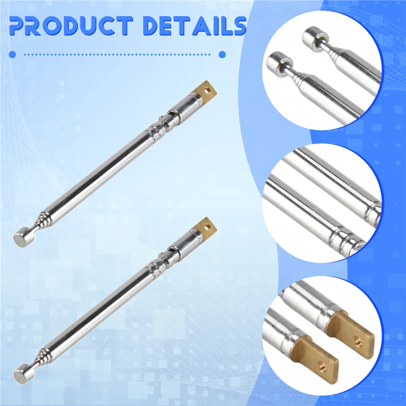 ABZW 2 قطعة استبدال 25.4 سنتيمتر 10 بوصة 5 أقسام هوائي تليسكوبي الجوي للراديو التلفزيون