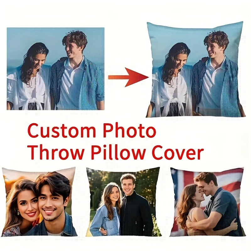 Custom Photo Pillow Covers, Anniversary Gifts, Double-Sided Printing, Perfect for the Living Room (Pillow Insert Not Included)