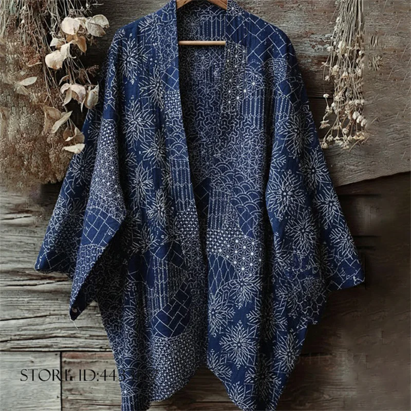 Print Flower Adult Kimono Cardigan Coat Japanese Clothing Open Front Spring Summer New Jacket Shirt Loose Yukata Haori Big Size