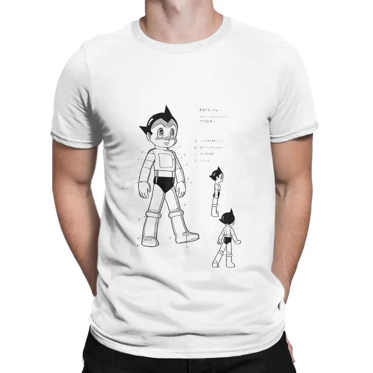 Men T-Shirts Astro Boy Vintage Cotton Tees Short Sleeve Astroboy Manga Anime Otaku T Shirts O Neck Clothes Plus Size