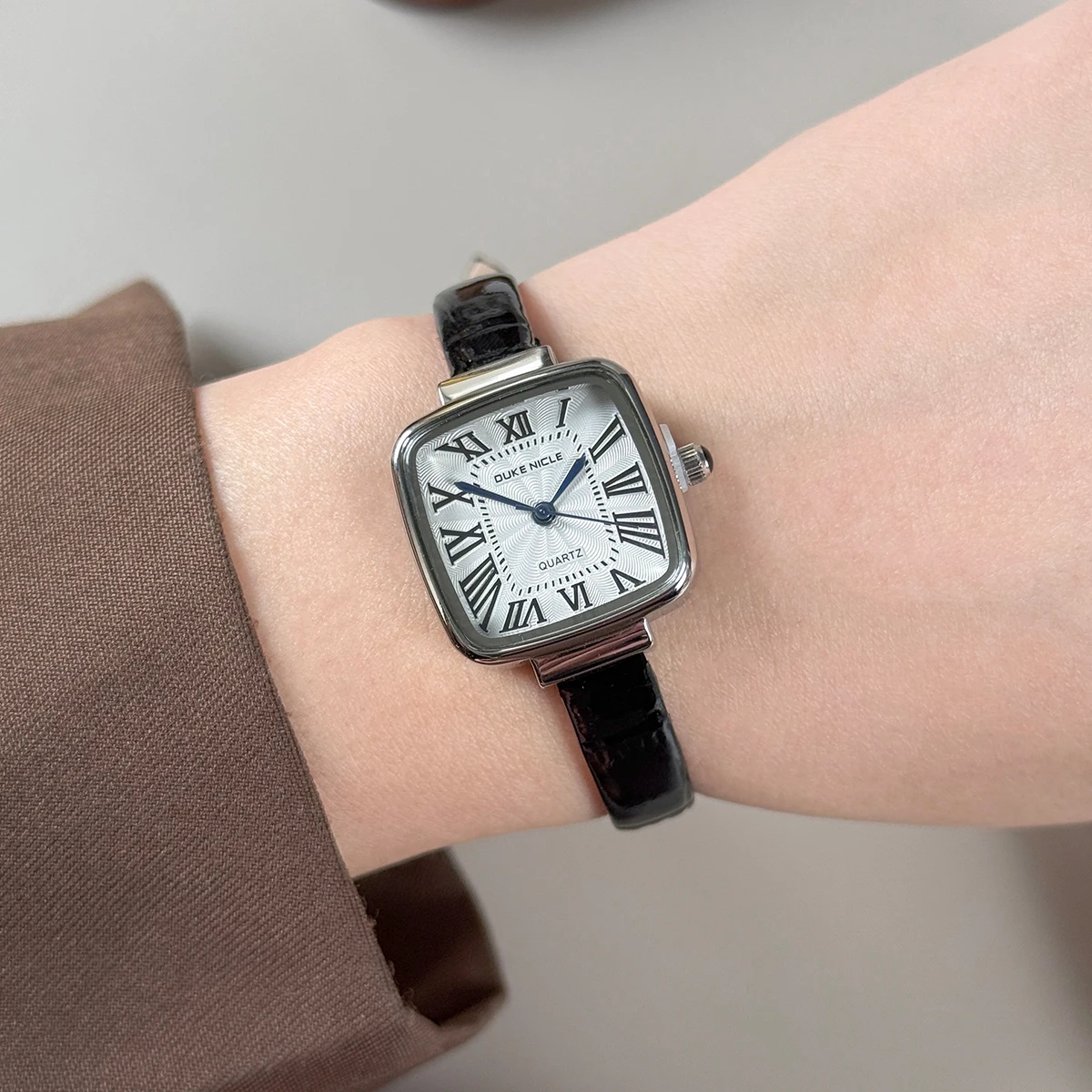 Mulheres quadradas simples estudante relógios de couro pulseira fina relógio de pulso de quartzo casual senhoras roma dial relógio relojes para mujer