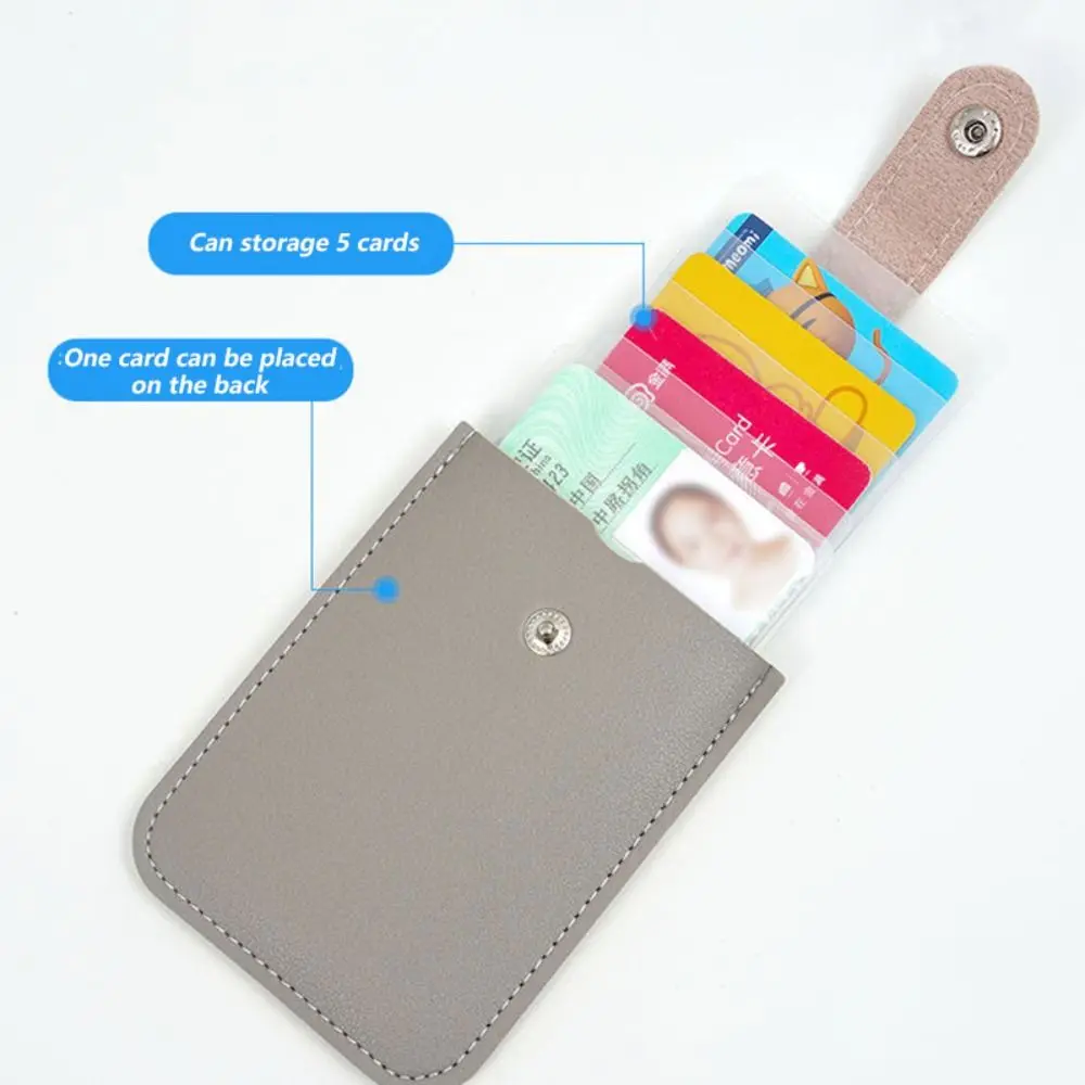 Laminated Concealed Pull-out Business Card Case 5 Card Pockets PU Leather Slim ID Card Holder Men Women Mini Wallets