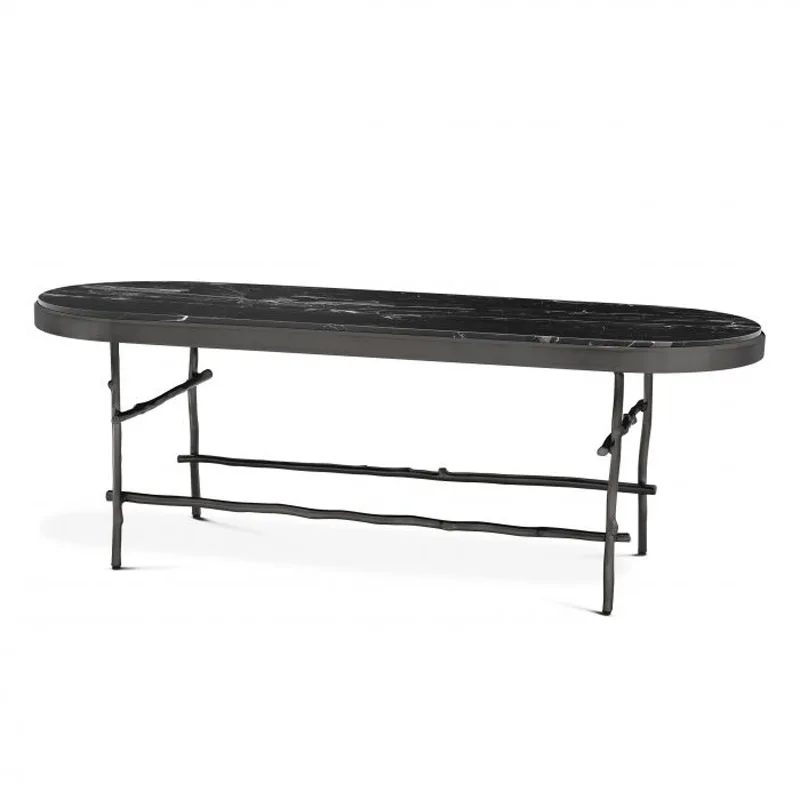 Simple modern marble oval coffee table TV cabinet combination/Nordic style light luxury coffee table living room home