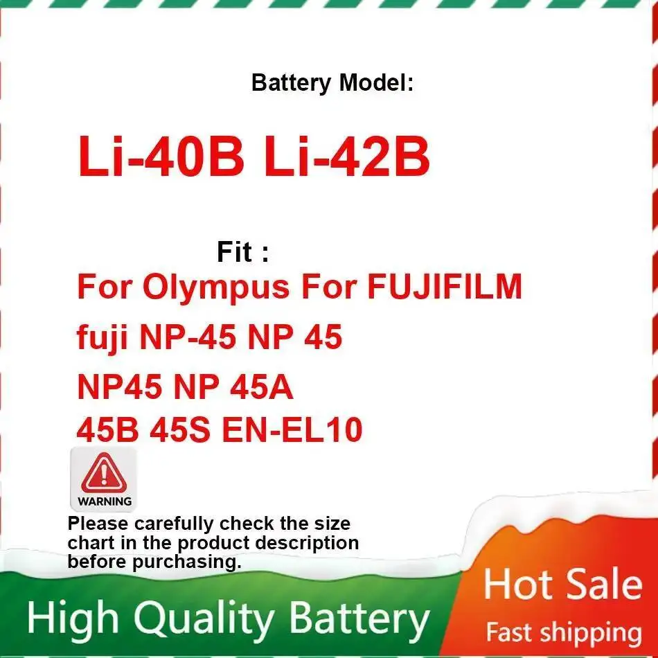 1800mAh Replacement Battery Li-40B Li-42B for Olympus for FUJIFILM Fuji NP-45 NP-45A NP-45B NP-45S EN-EL10 Portable Batteries