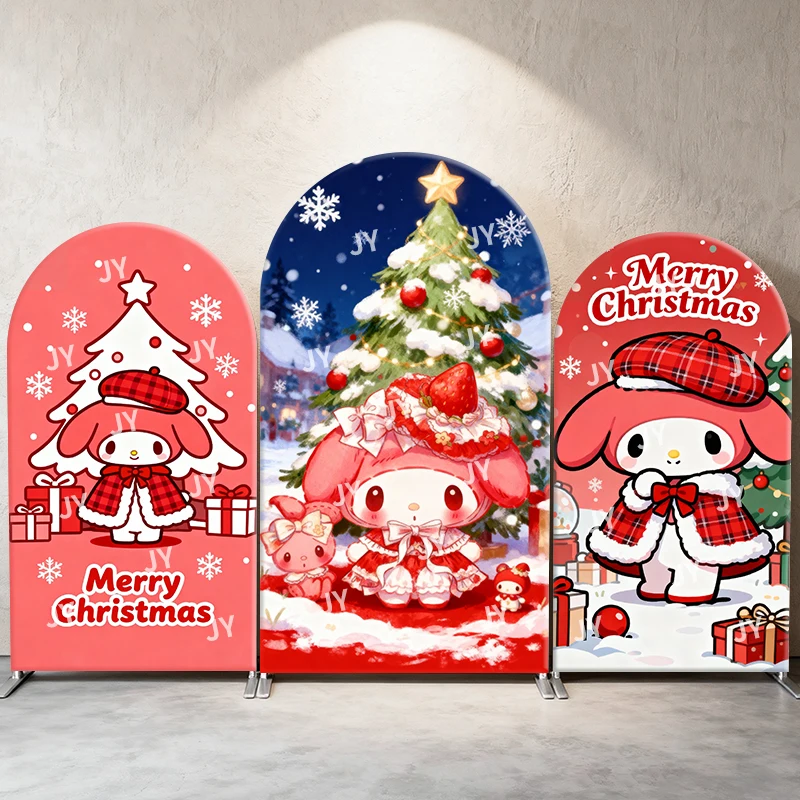 

My Melody Arch Backdrop Cover Sanrio Holiday Party Home Indoor Decoration Christmas Festive Background Supplies Stretch Fabric