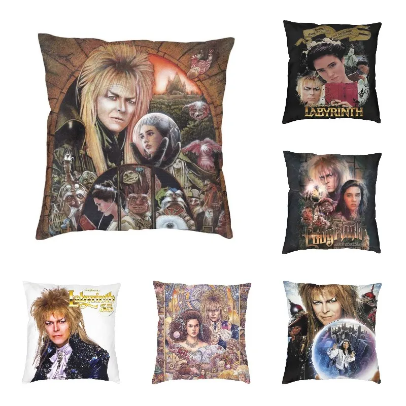 Fantasy Film Labyrinth Cushion Covers 45x45 Velvet Jareth The Goblin King Pillow Case for Car Pillowcase Living Room Decoration