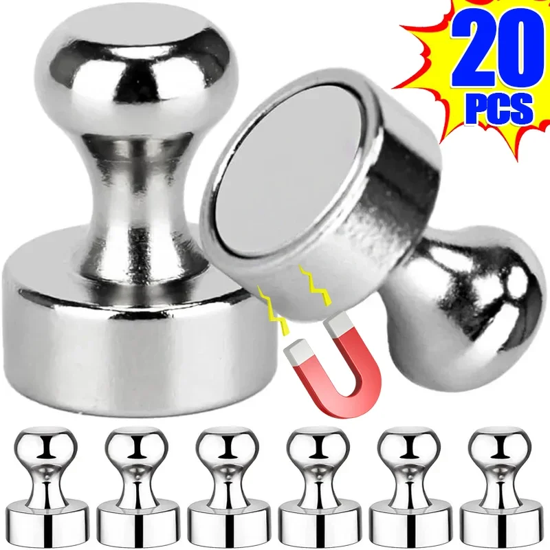 20/2pcs Strong Magnetic Push Pin Neodymium Magnet Sucker Pushpin Metal Thumbtack Hanging Hook For Refrigerator Whiteboard Office