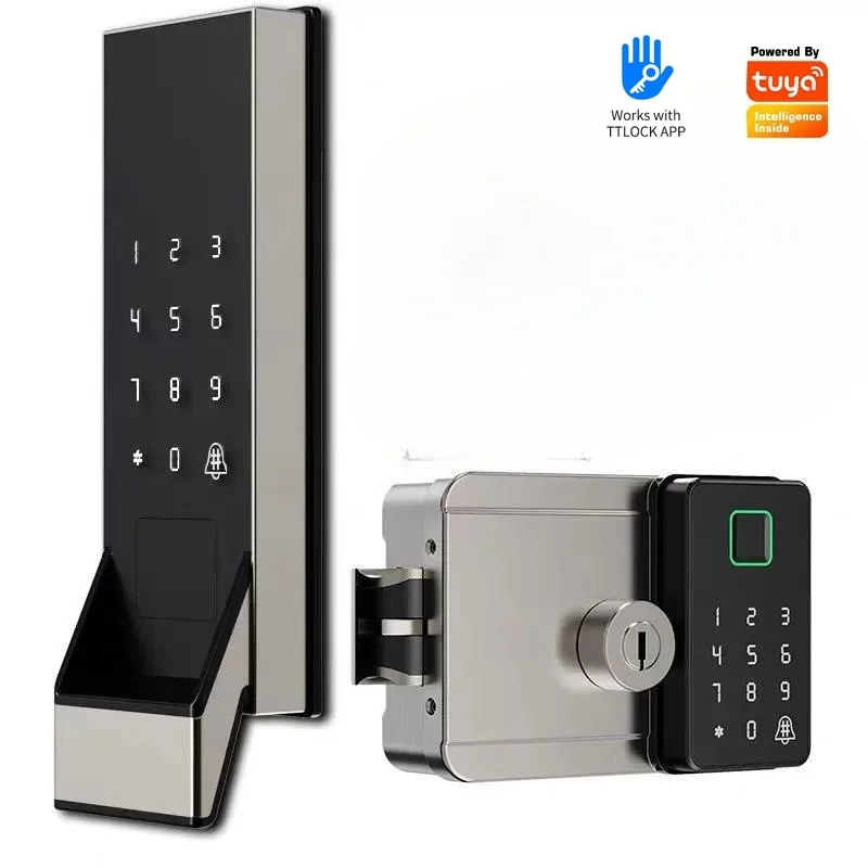 Bullhead Lock Iron Door Intelligent Fingerprint Identification TUYA All Through Lock Waterproof Fingerprint Lock