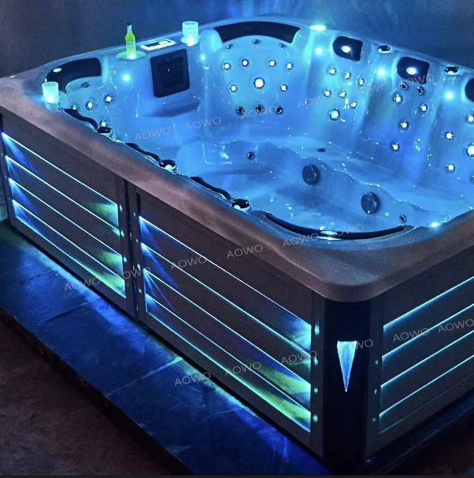 Custom Spa Pool Hot Water Bathtub Acrylic Balboa Ultimate Massage Eddy Yacuzzi Tub Outdoor Hydraulic Cold Water Bucket For 10 Pe