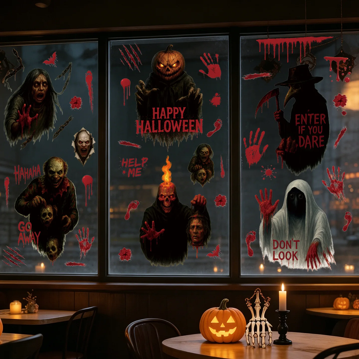 Waterproof Halloween Horror Car Decal Bloodstain Wall Sticker Handprint Blood Skull Scary Ghost Window Decals 2026 Home Decor