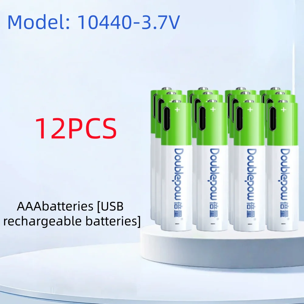 4-20PCS Douplepow 3.7V 10440 Rechargeable Lithium Battery AAA 666mWh Lithium-Ion Battery with TYPE-C Cable Fast Charging