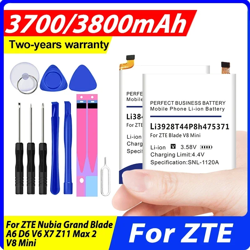 

Li3934T44P8h876744 Li3928T44P8h475371 Li3839T43P6h406790 Battery For ZTE Nubia Grand Blade A6 D6 V6 X7 Z11 Max 2 V8 Mini + Tool