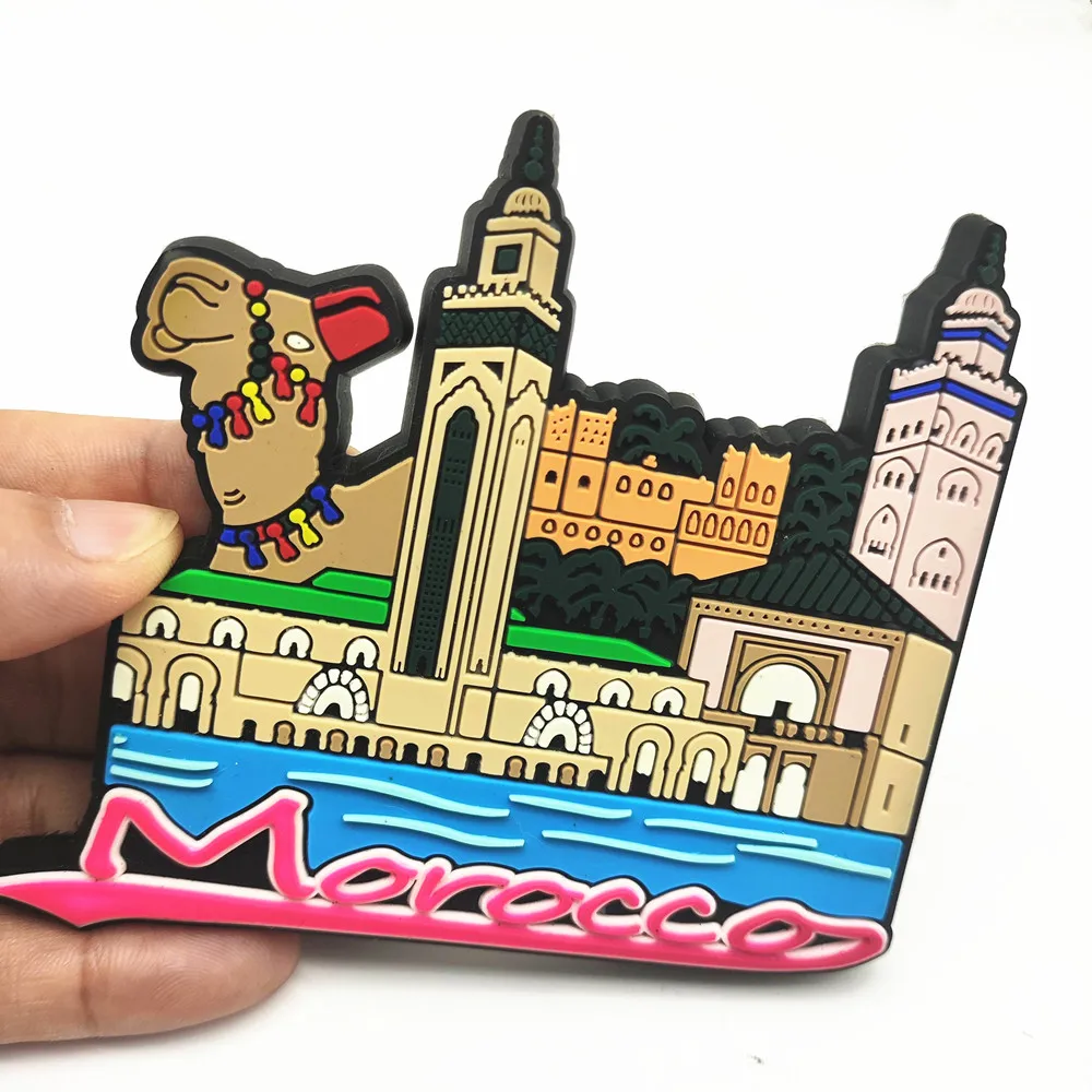 Morocco Vanuatu Jordan India Cancun Rubber Fridge Magnet Tourist Souvenirs  Refrigerator Magnetic Stickers Travel collection