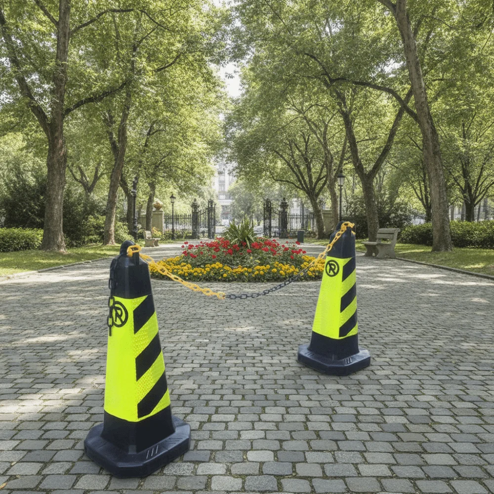 5m Security Barrier Chain 6mm/8mm/10mm Red and White Crowd Control Barrier Black and Yellow Plastic Queue Warning Line