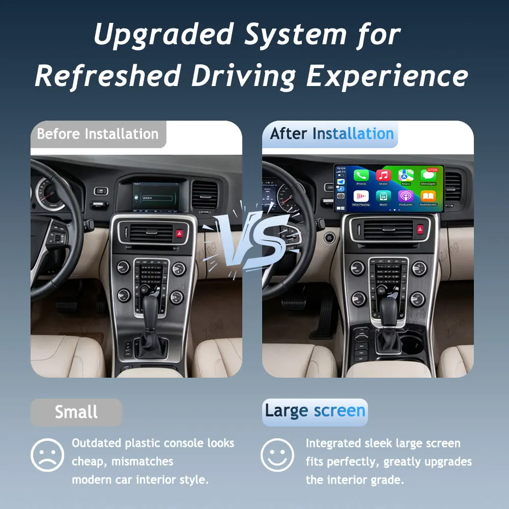 For Volvo S60 2011-2019 Car Video Touch Screen Auto Tools QLED Android 16 (OS) Bluetooth WiFi Wireless CarPlay Split Screen IPS